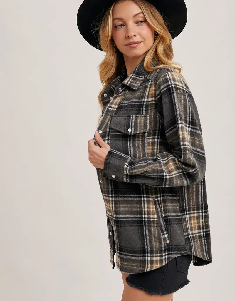 509 Broadway Button Down Plaid Shacket