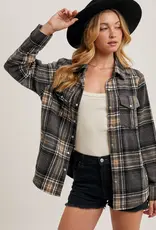 509 Broadway Button Down Plaid Shacket