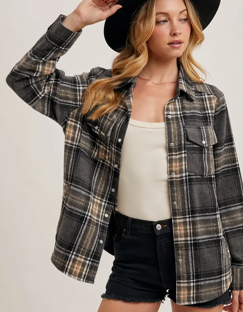 509 Broadway Button Down Plaid Shacket