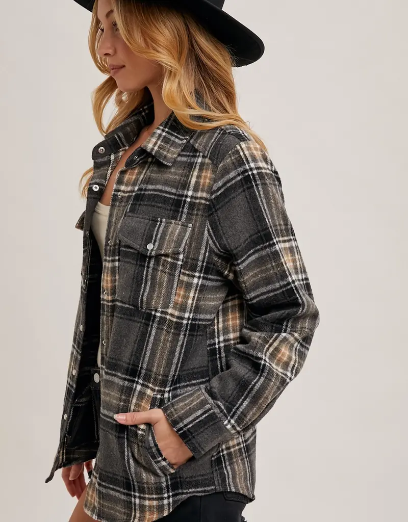 509 Broadway Button Down Plaid Shacket
