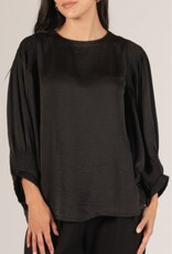 509 Broadway Satin Shirring LS Blouse