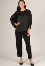 509 Broadway Satin Shirring LS Blouse
