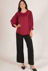 509 Broadway Satin Shirring LS Blouse