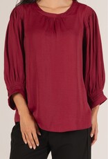 509 Broadway Satin Shirring LS Blouse