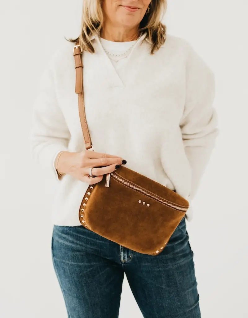 509 Broadway Sabrina Studded Suede Bum Bag