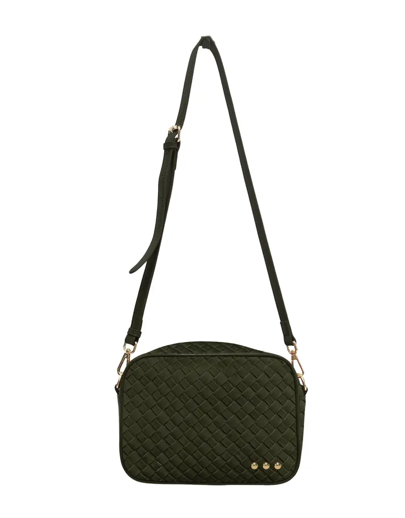 509 Broadway Suede Woven Willow Camera Crossbody