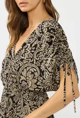 509 Broadway Ruched Sleeve Surplice Peplum Top