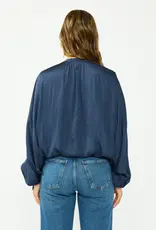 509 Broadway Rouched L/S Split Neck Top