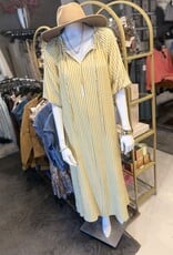 509 Broadway Striped Ruffle Neck Maxi Dress