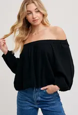 509 Broadway Linen OTS Balloon Hem Top