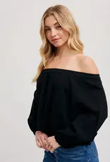 509 Broadway Linen OTS Balloon Hem Top
