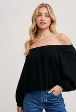 509 Broadway Linen OTS Balloon Hem Top