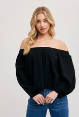 509 Broadway Linen OTS Balloon Hem Top