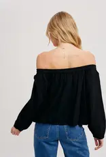 509 Broadway Linen OTS Balloon Hem Top