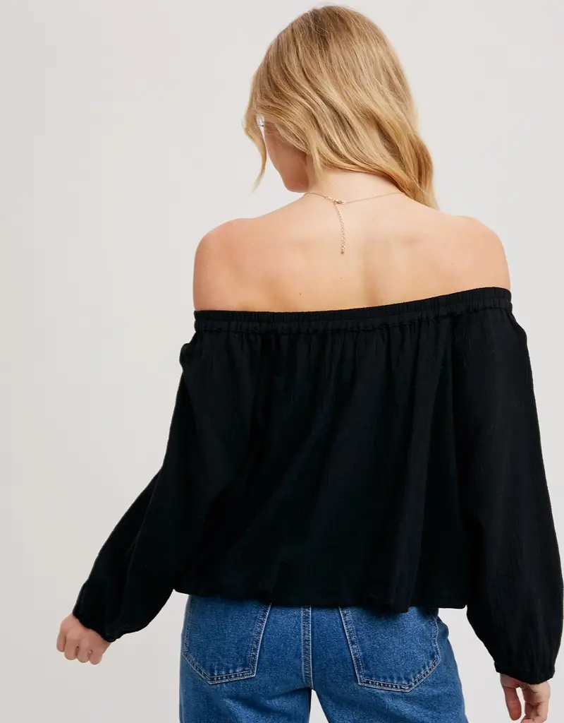 509 Broadway Linen OTS Balloon Hem Top