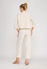 509 Broadway Linen Cropped Cinched Sleeve Blazer