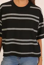 509 Broadway Striped Short Sleeve Sweater