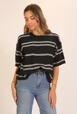 509 Broadway Striped Short Sleeve Sweater