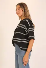 509 Broadway Striped Short Sleeve Sweater