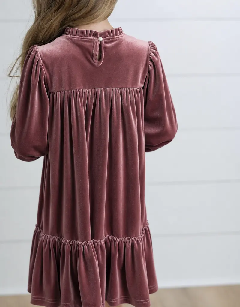 509 Broadway Girls Smocked Velvet Dress