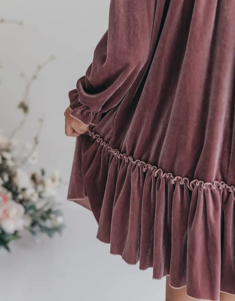 509 Broadway Girls Smocked Velvet Dress