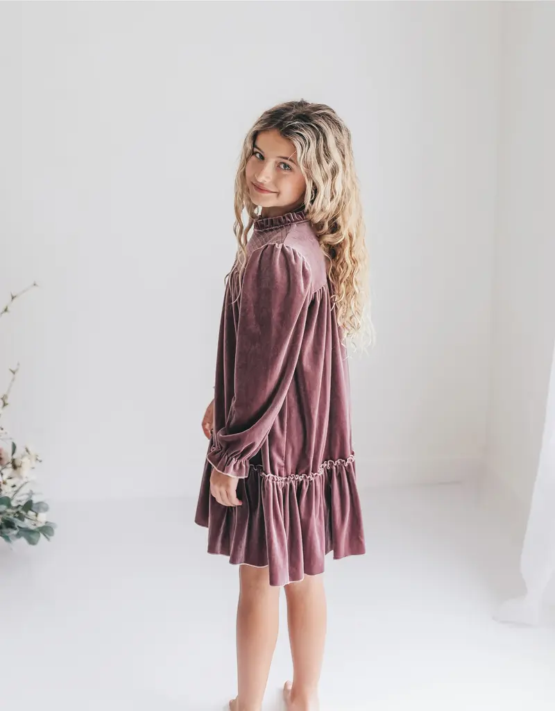 509 Broadway Girls Smocked Velvet Dress