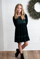 509 Broadway Girls Smocked Velvet Dress