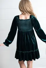509 Broadway Girls Smocked Velvet Dress