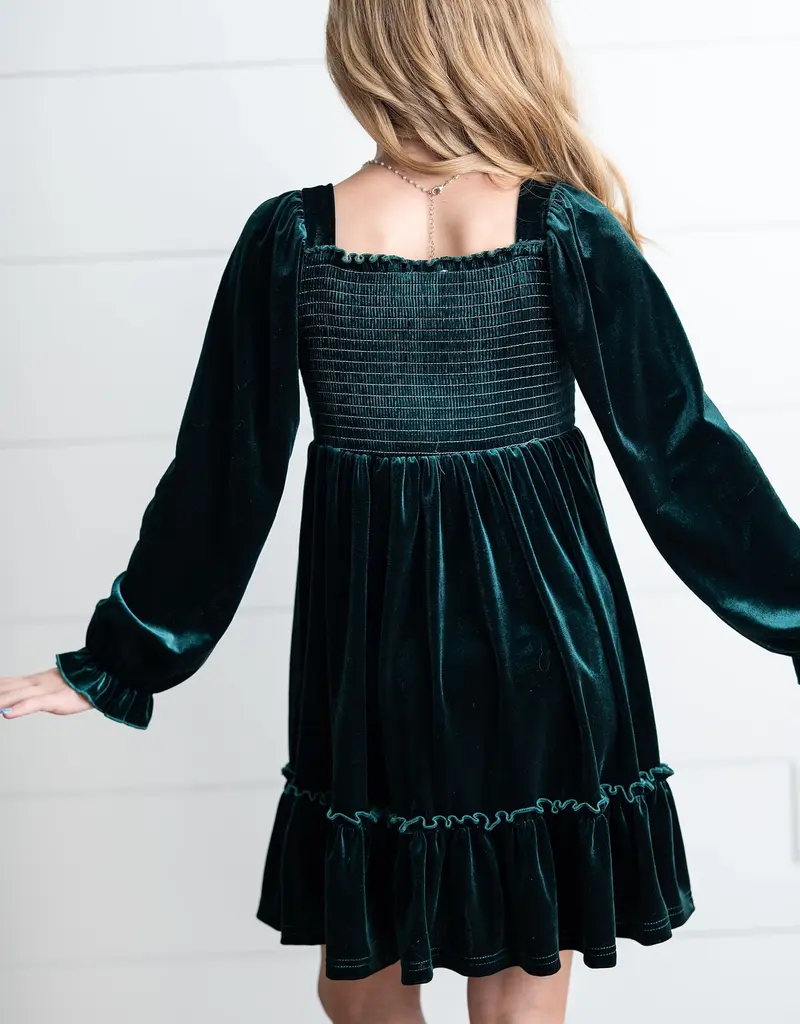 509 Broadway Girls Smocked Velvet Dress