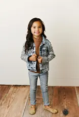 509 Broadway Girls Sequin Sleeve Denim Jacket