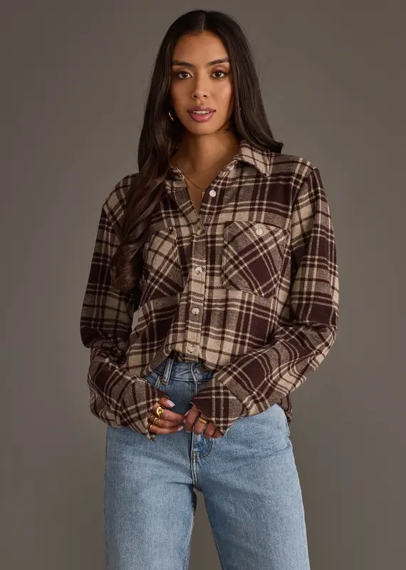 509 Broadway Basic Plaid Button Top