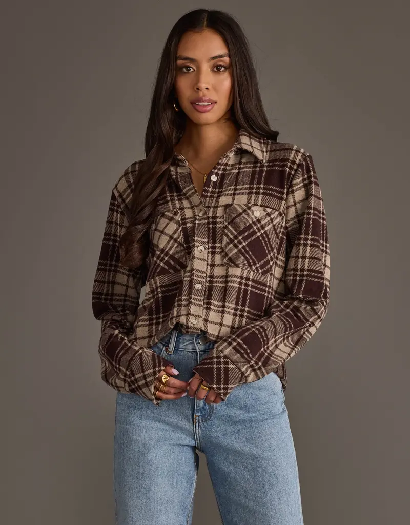 509 Broadway Basic Plaid Button Top