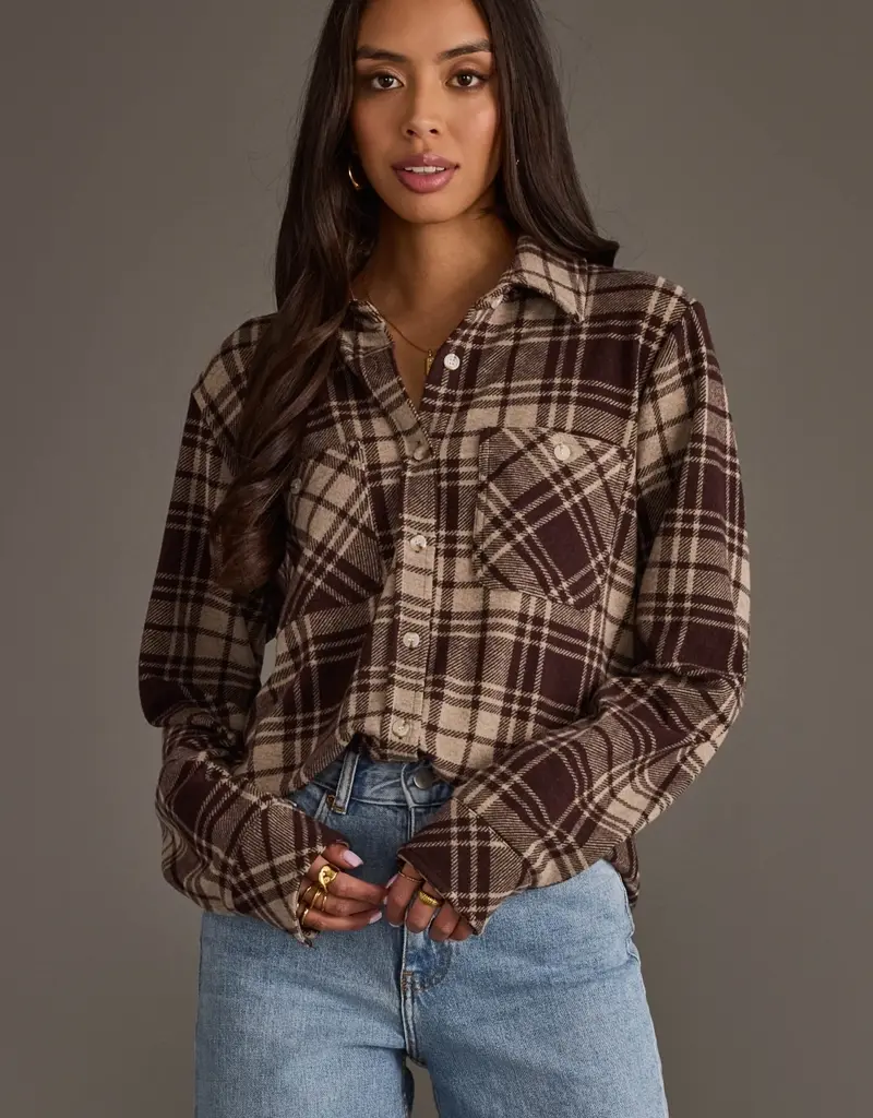 509 Broadway Basic Plaid Button Top