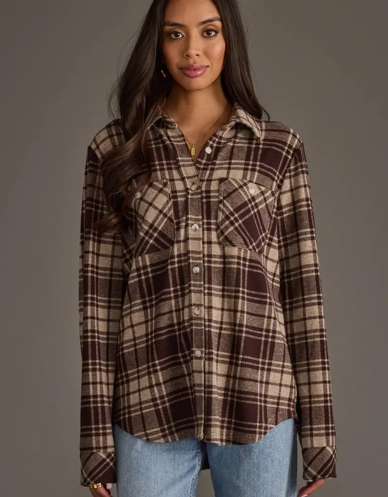 509 Broadway Basic Plaid Button Top