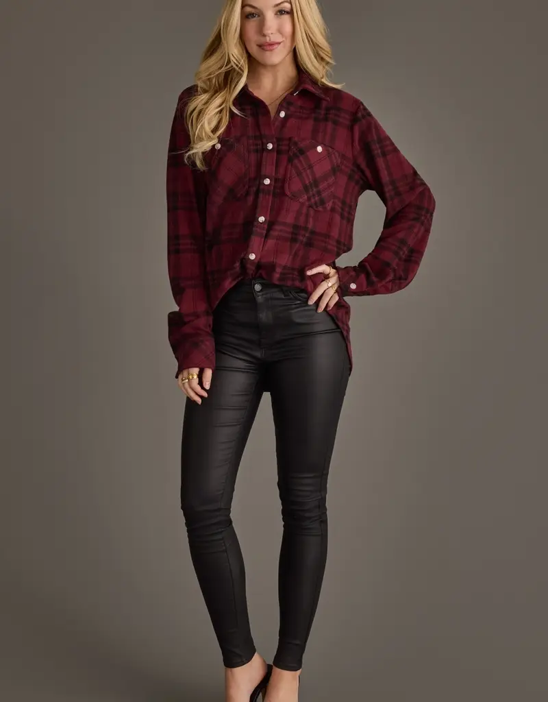 509 Broadway Basic Plaid Button Top