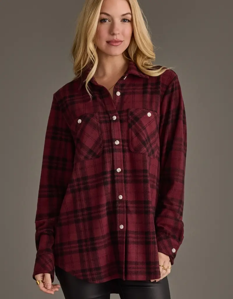 509 Broadway Basic Plaid Button Top