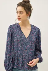 509 Broadway Flowy Floral Peplum Blouse