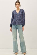 509 Broadway Flowy Floral Peplum Blouse