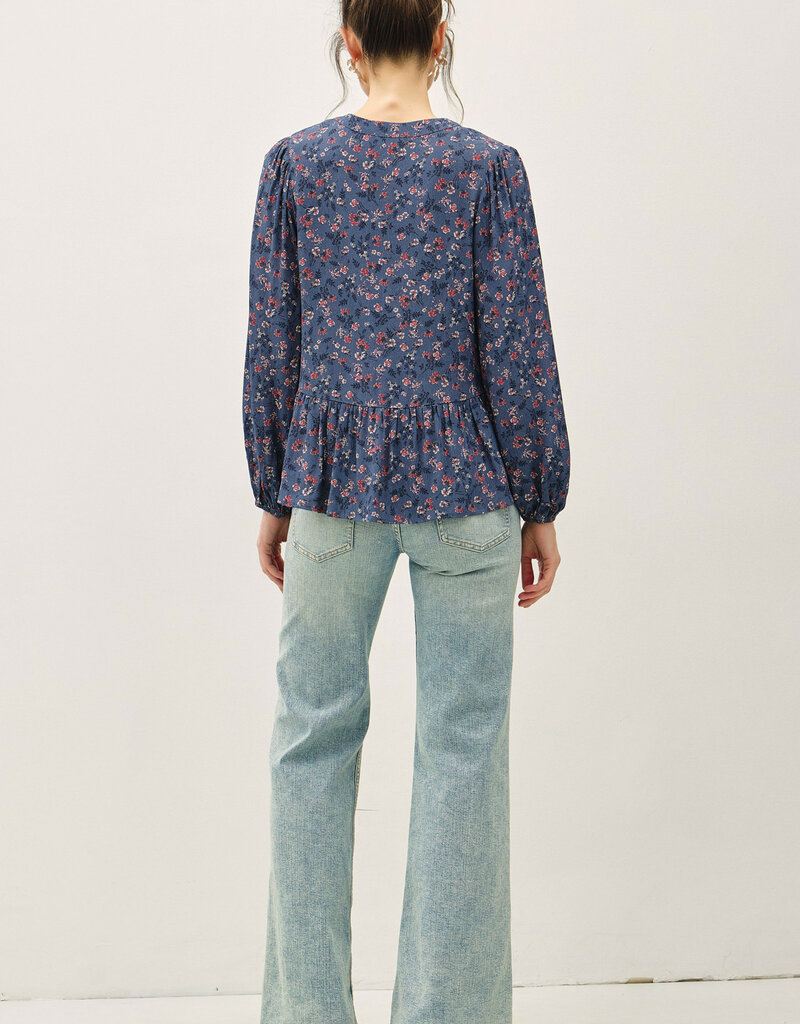 509 Broadway Flowy Floral Peplum Blouse