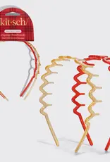 Kitsch Plastic Zigzag Headbands |Gold Red|