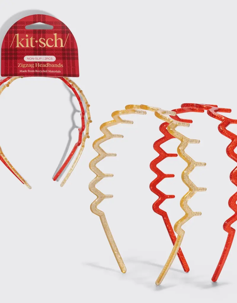 Kitsch Plastic Zigzag Headbands |Gold Red|