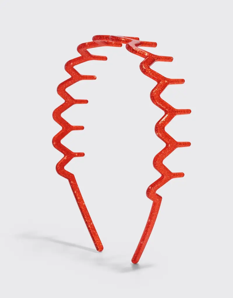 Kitsch Plastic Zigzag Headbands |Gold Red|