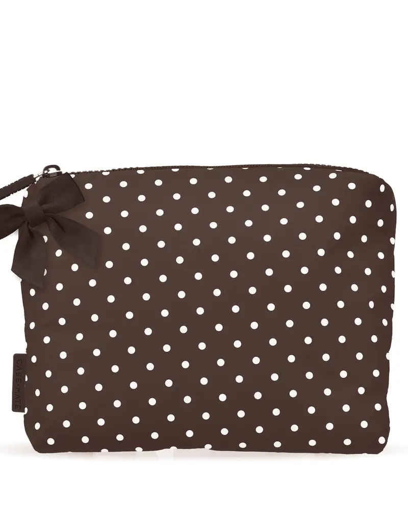 Case Mate Espresso Polka Dot Bow Crinkle Makeup & Toiletry Bag