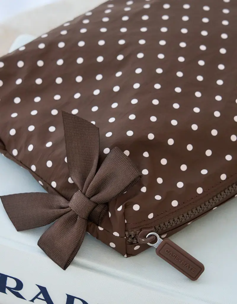 Case Mate Espresso Polka Dot Bow Crinkle Makeup & Toiletry Bag