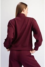 509 Broadway Modal Scuba Quarter Zip Long Sleeve Top