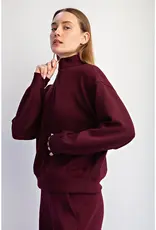 509 Broadway Modal Scuba Quarter Zip Long Sleeve Top