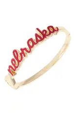 Canvas Style Nebraska Husker Cursive Hinge Bangle