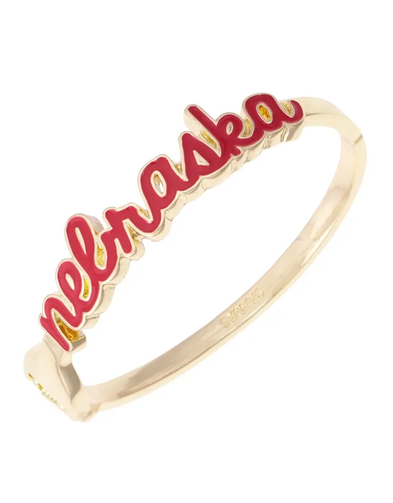 Canvas Style Nebraska Husker Cursive Hinge Bangle