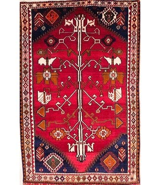 Red Tribal 3'3 X 4'8 Ft Shiraz Oriental Area Rug