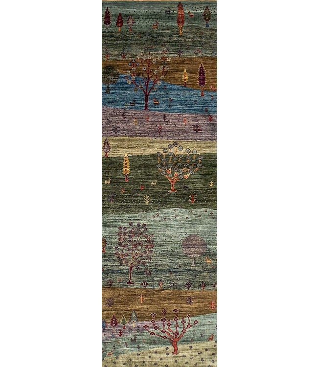 Gabeh Rug 2'6 X 8' Fine Hand Knotted Runner Tree Of Life Desgin